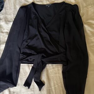 Forever 21 Black Wrap-Front Tie Blouse